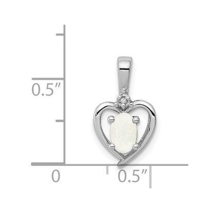 Sterling Silver Rhodium-plated Created Opal u0026 Diamond Pendant