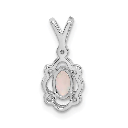 Sterling Silver Rhodium-plated Created Opal u0026 Diamond Pendant