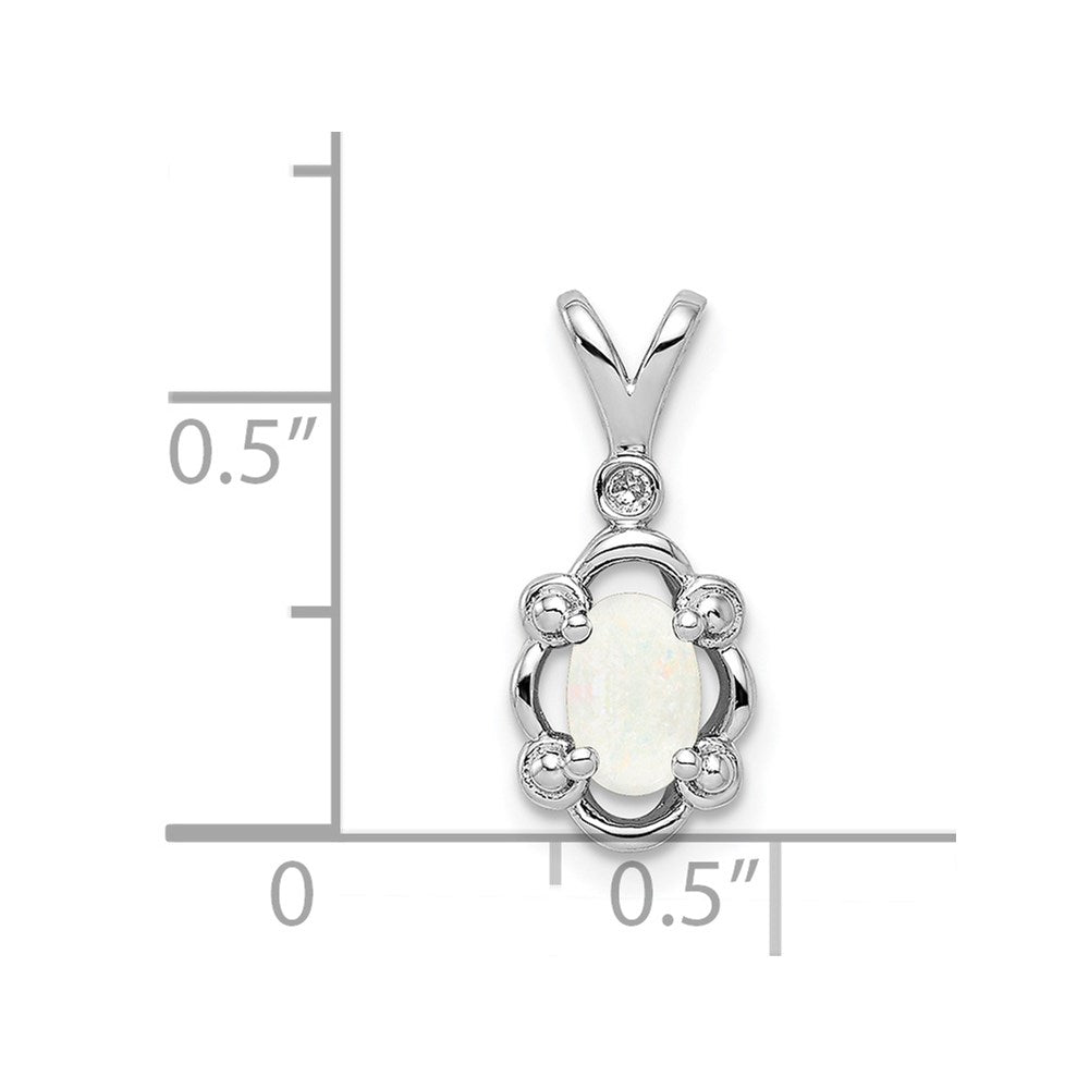 Sterling Silver Rhodium-plated Created Opal u0026 Diamond Pendant