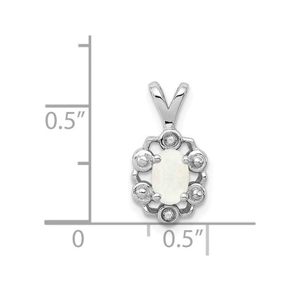 Sterling Silver Rhodium-plated Created Opal u0026 Diamond Pendant