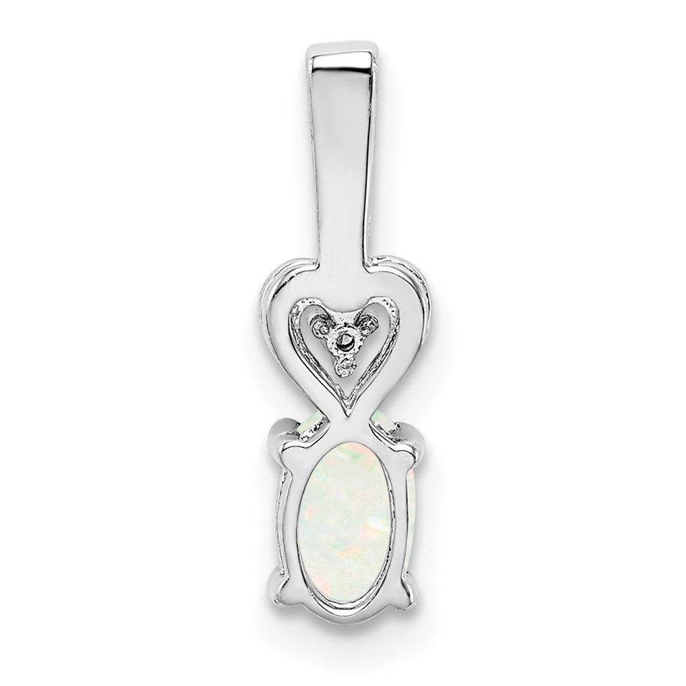 Sterling Silver Rhodium-plated Created Opal u0026 Diamond Pendant