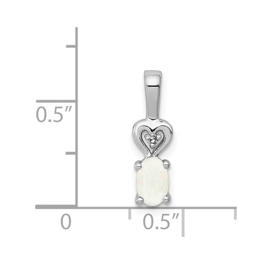 Sterling Silver Rhodium-plated Created Opal u0026 Diamond Pendant
