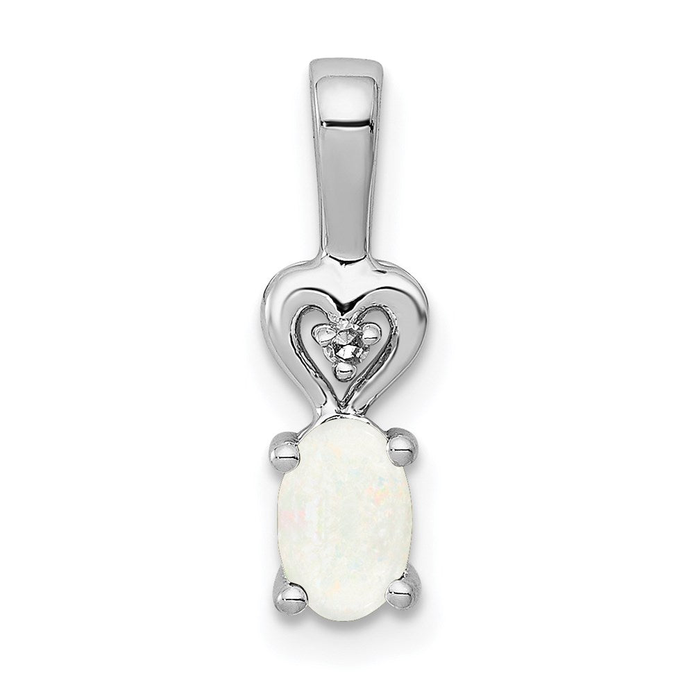 Sterling Silver Rhodium-plated Created Opal u0026 Diamond Pendant