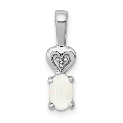 Sterling Silver Rhodium-plated Created Opal u0026 Diamond Pendant