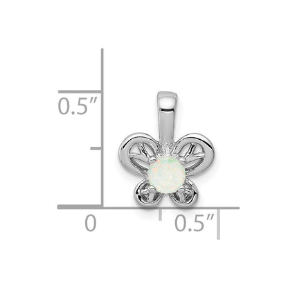 Sterling Silver Rhodium-plated Created Opal Pendant