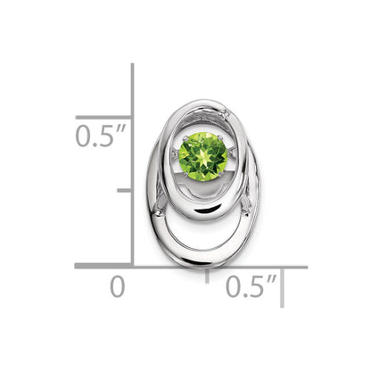 Sterling Silver Rhodium Peridot Birthstone Vibrant Chain Slide