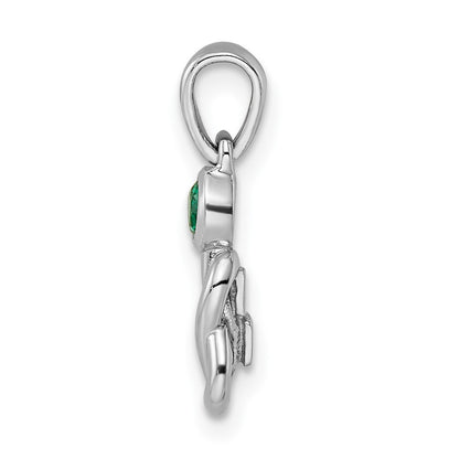 Sterling Silver Rhodium-plated Created Emerald Infinity Birthstone Pendant