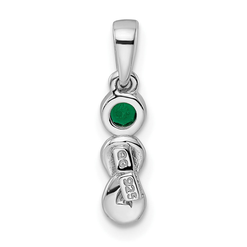 Sterling Silver Rhodium-plated Created Emerald Infinity Birthstone Pendant