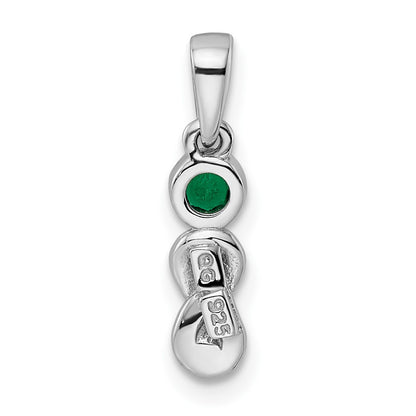 Sterling Silver Rhodium-plated Created Emerald Infinity Birthstone Pendant