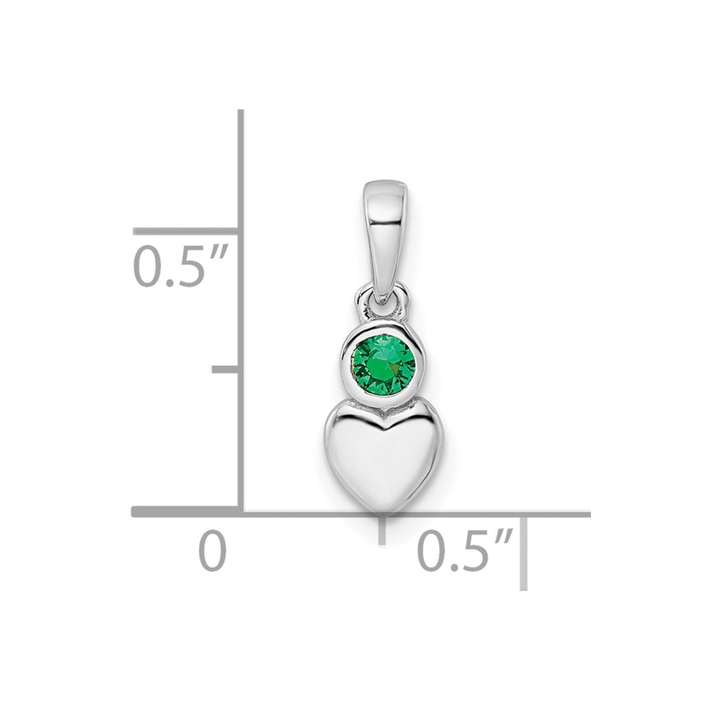 Sterling Silver Rhodium-plated Lab Created Emerald Heart Pendant
