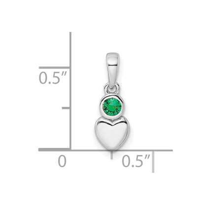 Sterling Silver Rhodium-plated Lab Created Emerald Heart Pendant