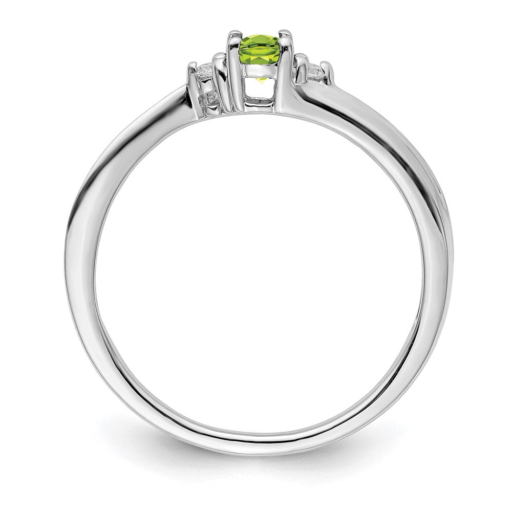 Sterling Silver Rhodium-plated Peridot u0026 Diamond Birthstone Ring