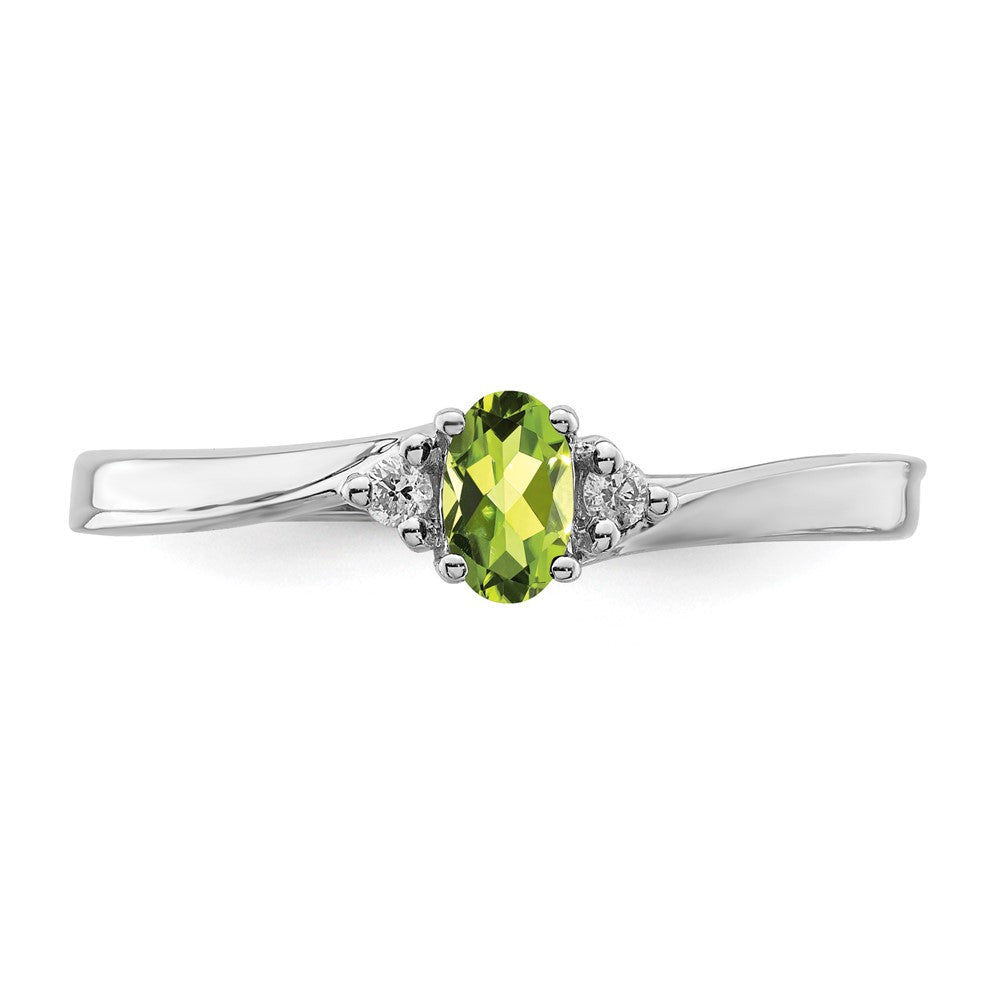 Sterling Silver Rhodium-plated Peridot u0026 Diamond Birthstone Ring