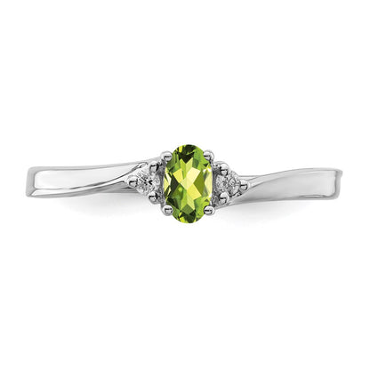 Sterling Silver Rhodium-plated Peridot u0026 Diamond Birthstone Ring