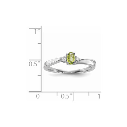Sterling Silver Rhodium-plated Peridot u0026 Diamond Birthstone Ring