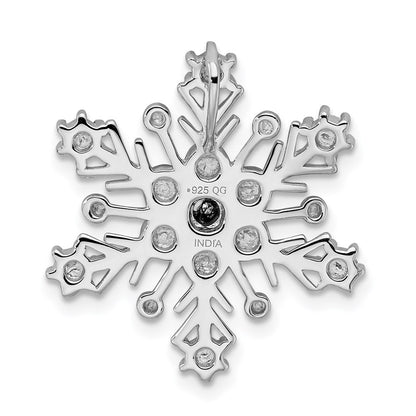 Sterling Silver Rhodium Diamond Snowflake Chain Slide