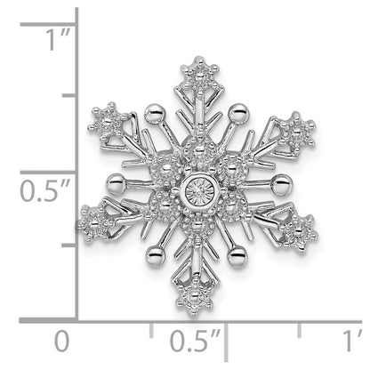 Sterling Silver Rhodium Diamond Snowflake Chain Slide