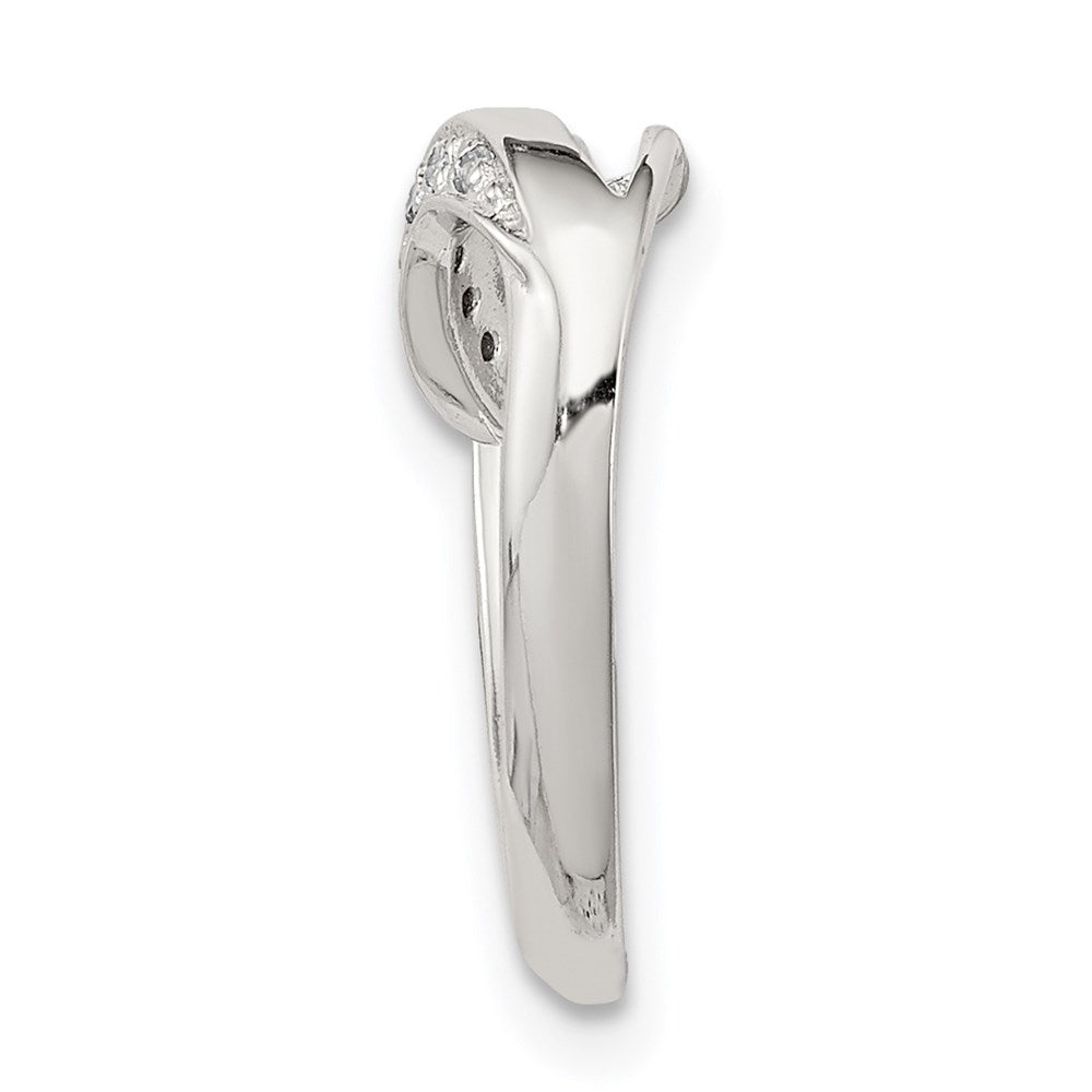 Sterling Silver Rhodium Diamond Heart Chain Slide