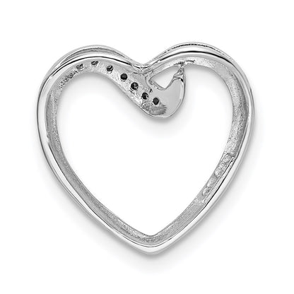 Sterling Silver Rhodium Diamond Heart Chain Slide