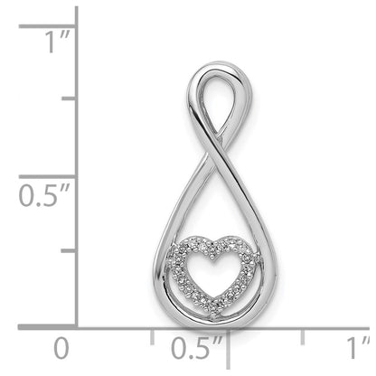 Sterling Silver Rhodium-Plated Diamond Heart in Teardrop Slide Pendant