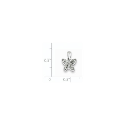 Sterling Silver Rhodium Diamond Butterfly Pendant