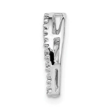 Sterling Silver Rhodium Diamond Heart Chain Slide