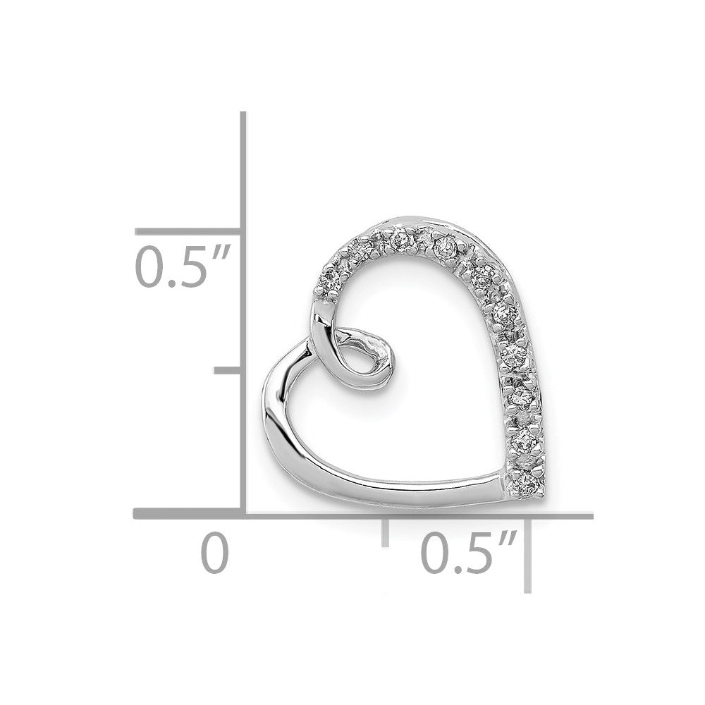 Sterling Silver Rhodium Diamond Heart Chain Slide