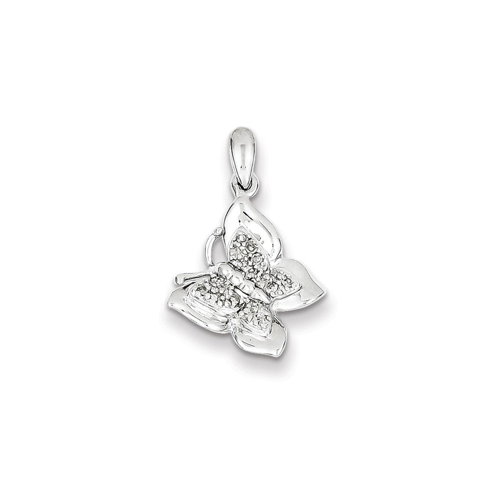 Sterling Silver Diamond Butterfly Pendant