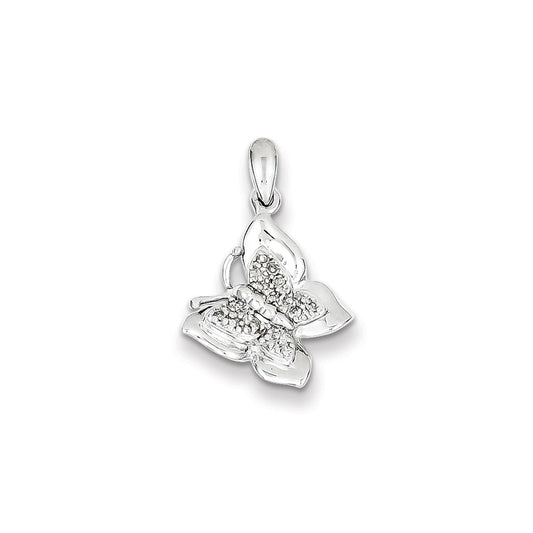 Sterling Silver Diamond Butterfly Pendant