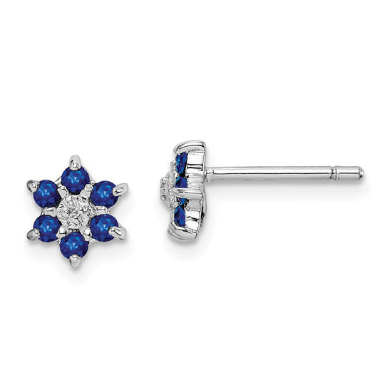 Sterling Silver Rhodium Sapphire u0026 Diamond Post Earrings