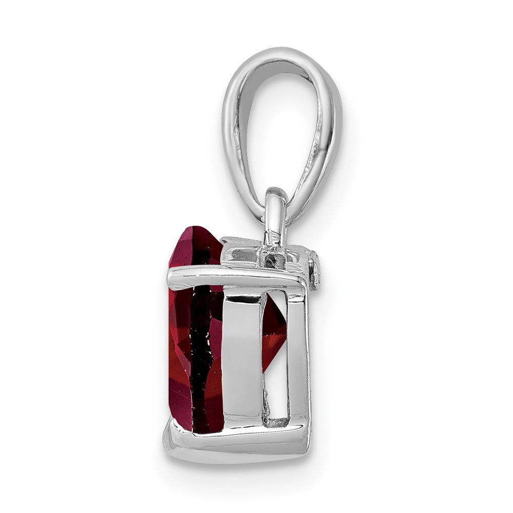Sterling Silver Rhodium Garnet Pendant