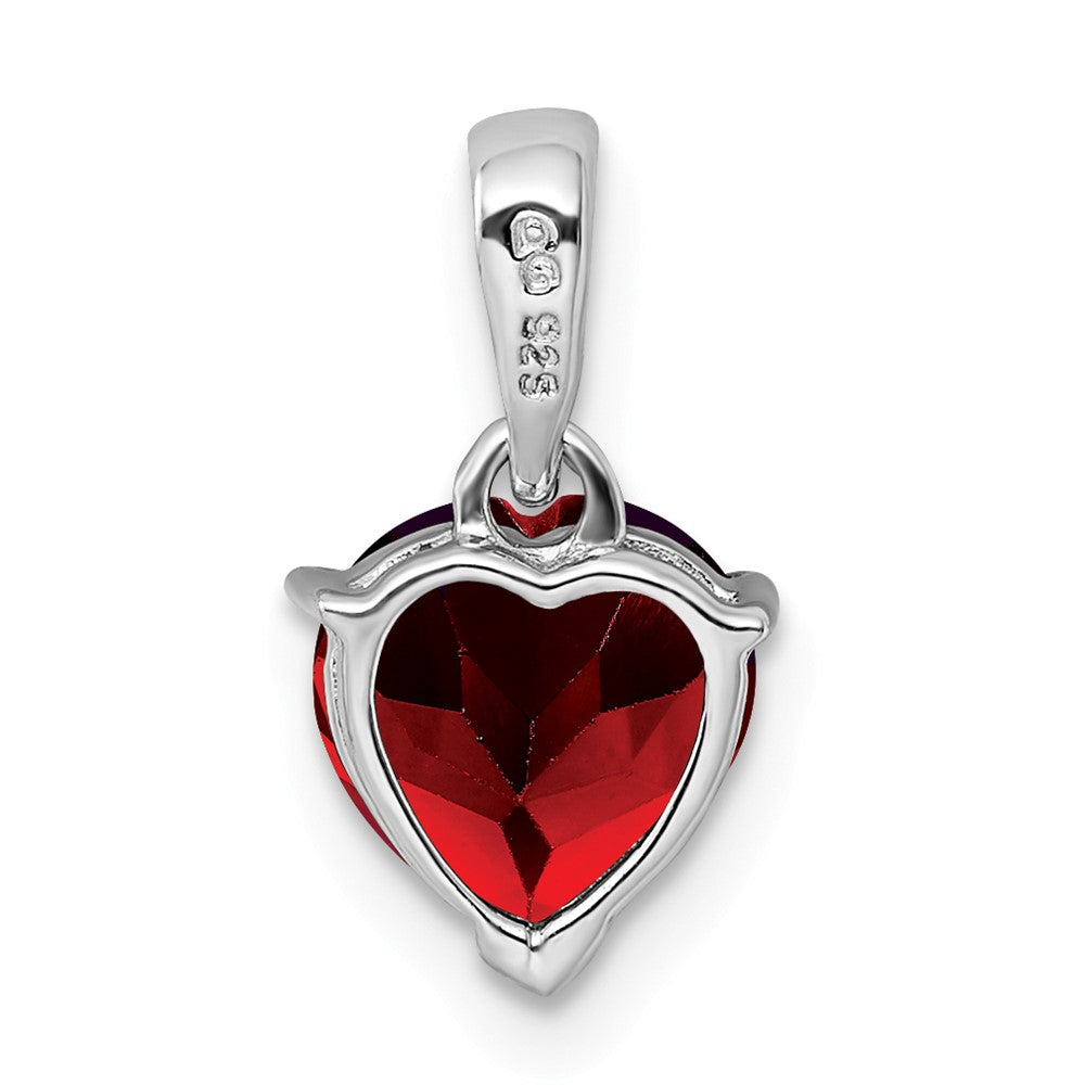 Sterling Silver Rhodium Garnet Pendant