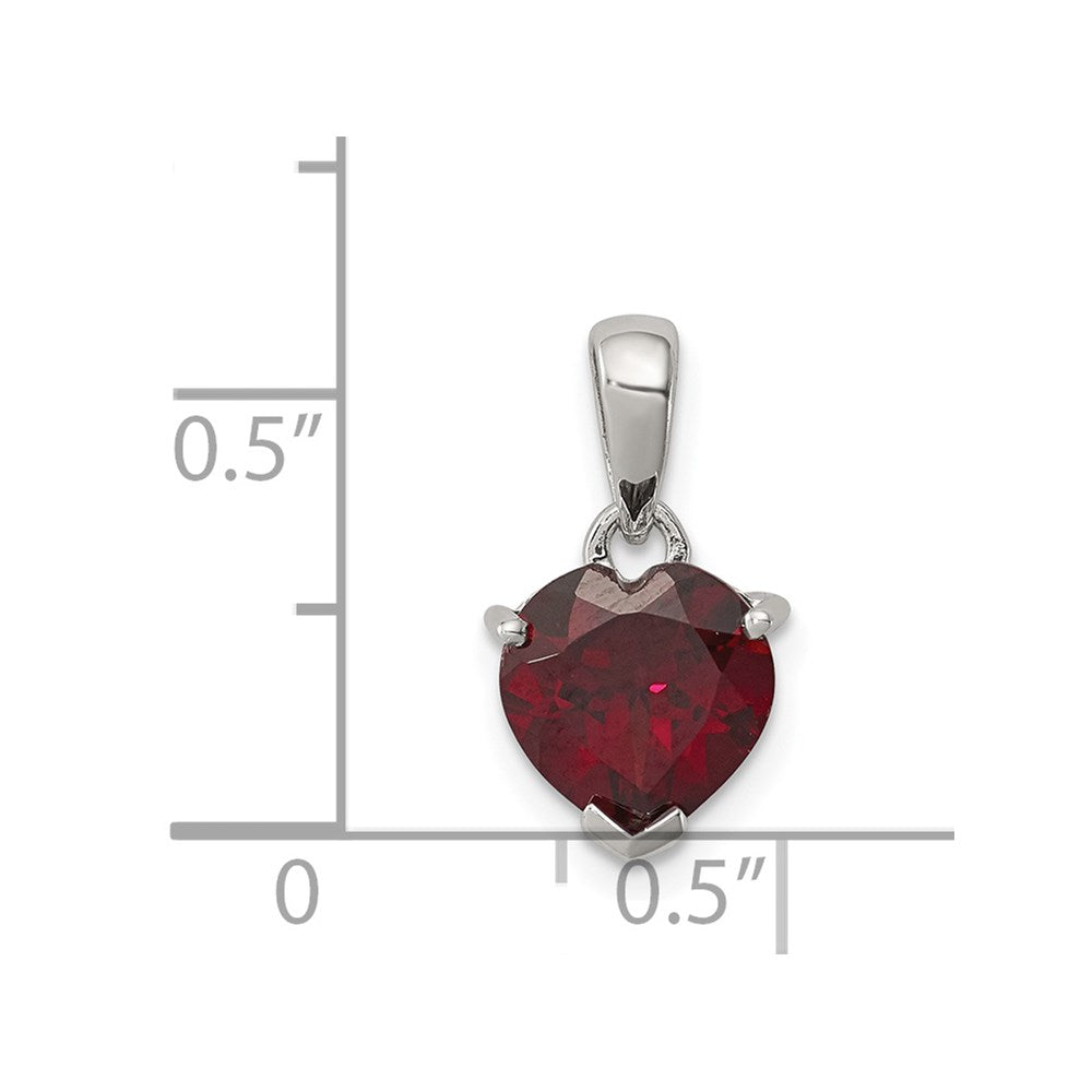 Sterling Silver Rhodium Garnet Pendant