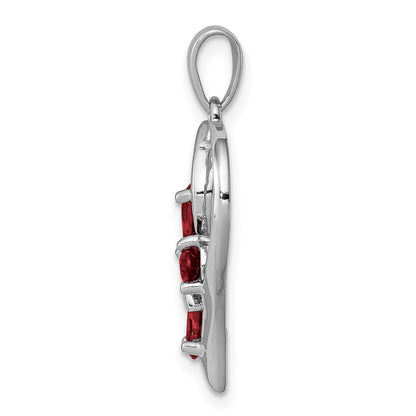 Sterling Silver Rhodium Garnet u0026 Diamond Butterfly Heart Pendant