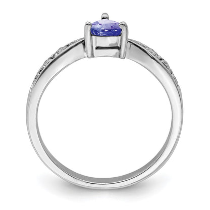 Sterling Silver Rhodium Tanzanite u0026 Diamond Ring