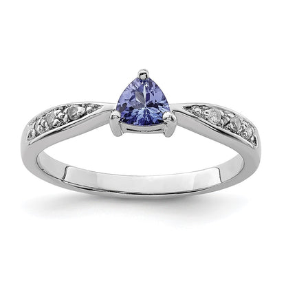 Sterling Silver Rhodium Tanzanite u0026 Diamond Ring