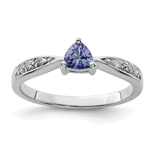 Sterling Silver Rhodium Tanzanite u0026 Diamond Ring