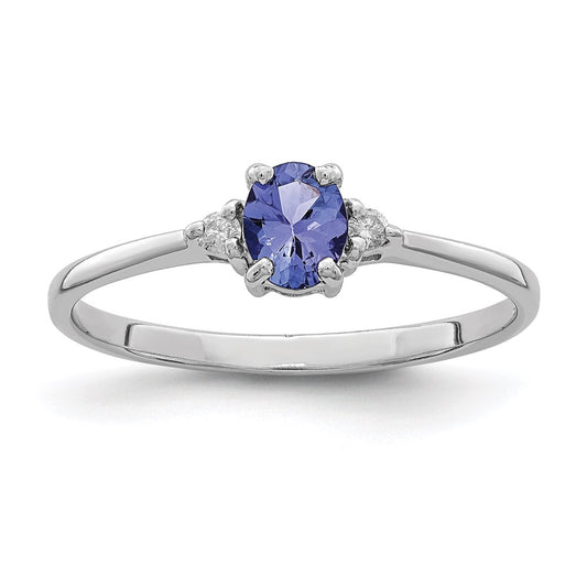 Sterling Silver Rhodium Tanzanite u0026 Diamond Ring