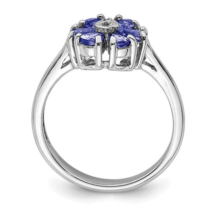 Sterling Silver Rhodium Tanzanite u0026 Diamond Ring