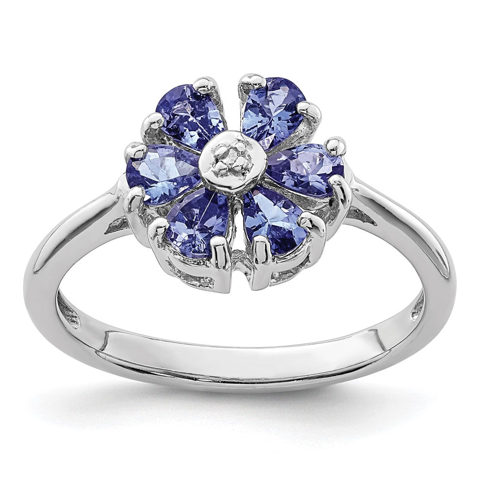 Sterling Silver Rhodium Tanzanite u0026 Diamond Ring