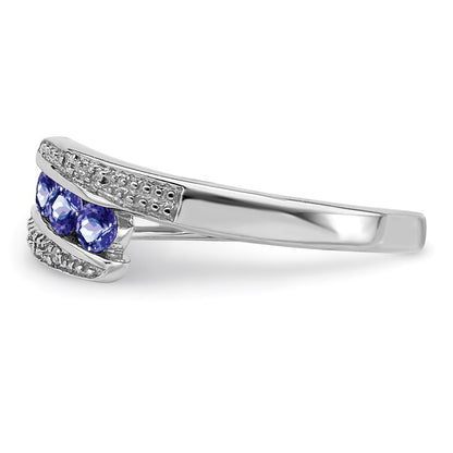 Sterling Silver Rhodium Tanzanite u0026 Diamond Ring