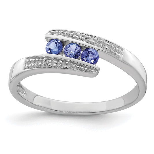 Sterling Silver Rhodium Tanzanite u0026 Diamond Ring