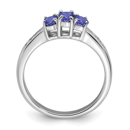 Sterling Silver Rhodium Tanzanite u0026 Diamond Ring