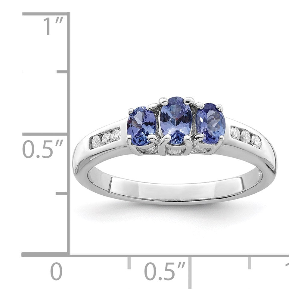 Sterling Silver Rhodium Tanzanite u0026 Diamond Ring