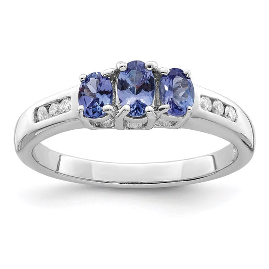 Sterling Silver Rhodium Tanzanite u0026 Diamond Ring
