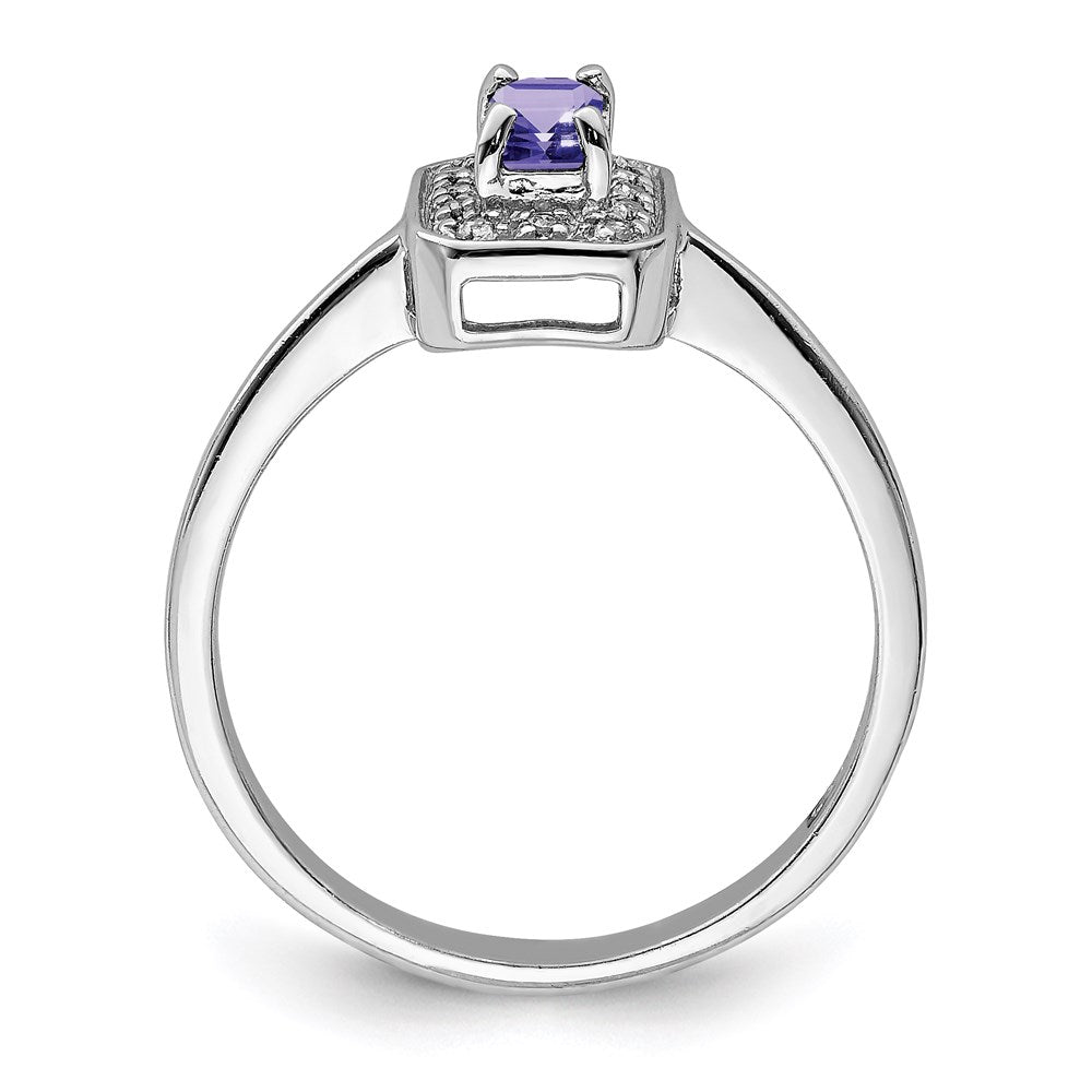 Sterling Silver Rhodium Tanzanite u0026 Diamond Ring