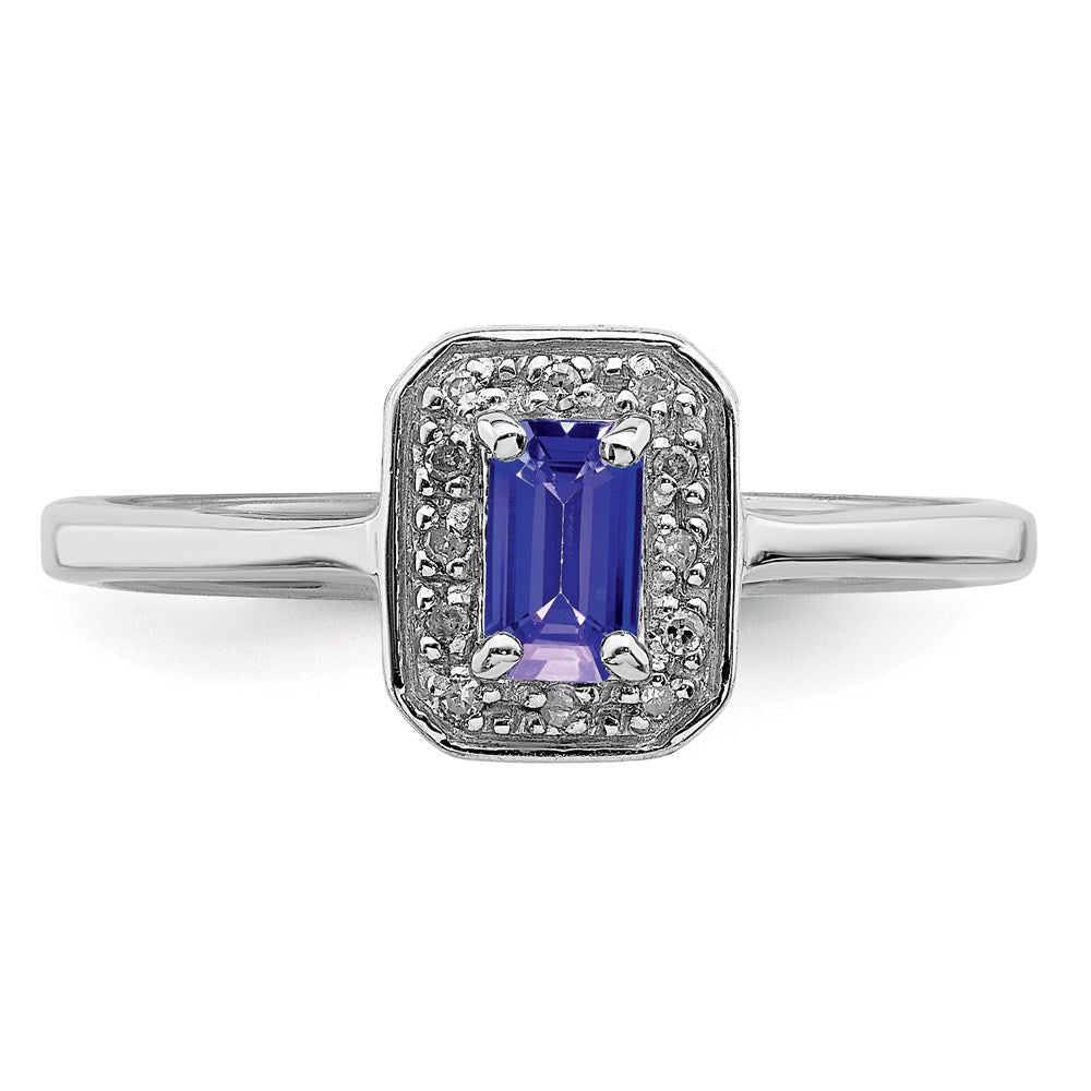 Sterling Silver Rhodium Tanzanite u0026 Diamond Ring
