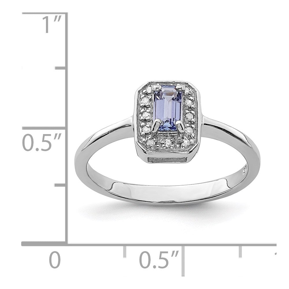 Sterling Silver Rhodium Tanzanite u0026 Diamond Ring