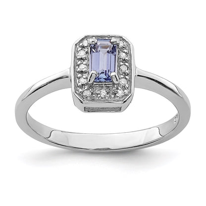 Sterling Silver Rhodium Tanzanite u0026 Diamond Ring