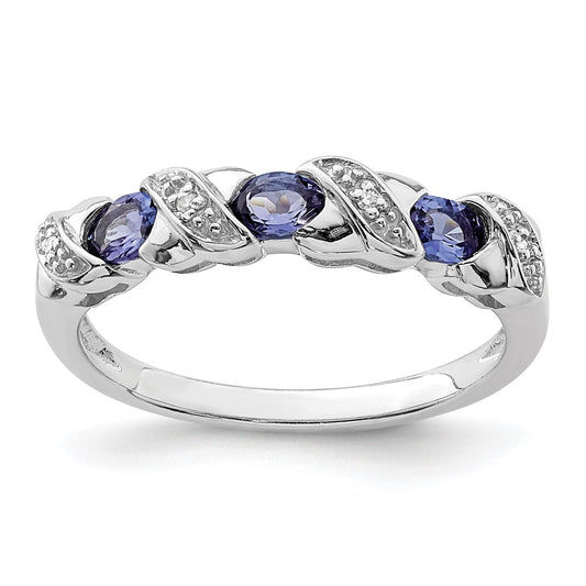 Sterling Silver Rhodium Tanzanite u0026 Diamond Ring